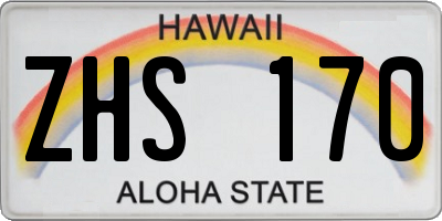 HI license plate ZHS170