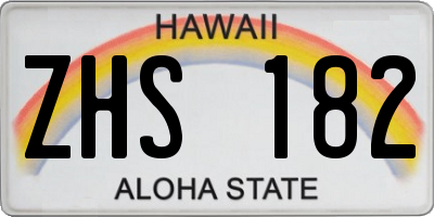 HI license plate ZHS182