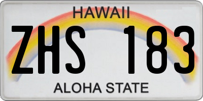 HI license plate ZHS183