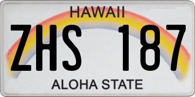 HI license plate ZHS187