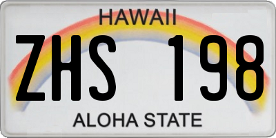 HI license plate ZHS198
