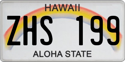 HI license plate ZHS199