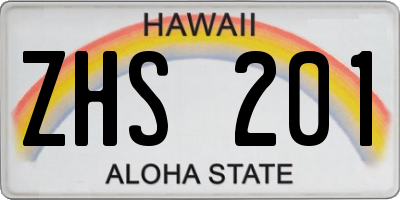 HI license plate ZHS201
