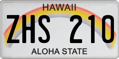 HI license plate ZHS210