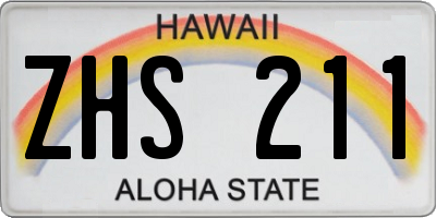 HI license plate ZHS211