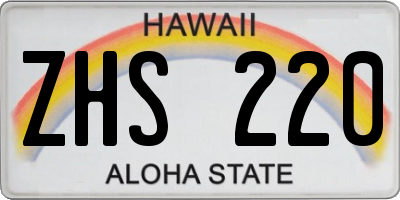 HI license plate ZHS220