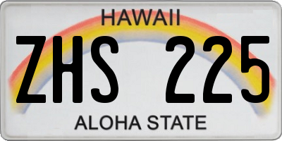 HI license plate ZHS225