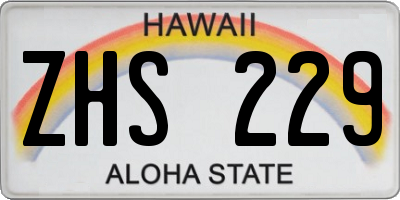 HI license plate ZHS229