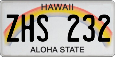 HI license plate ZHS232
