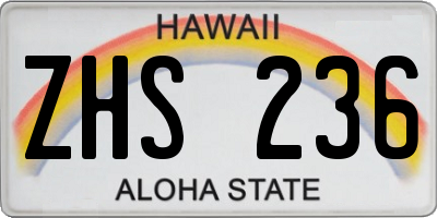 HI license plate ZHS236