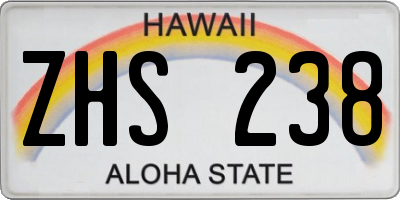 HI license plate ZHS238