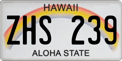 HI license plate ZHS239