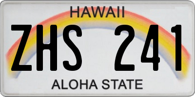 HI license plate ZHS241
