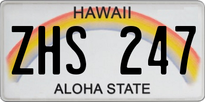 HI license plate ZHS247