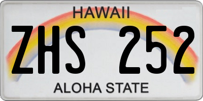 HI license plate ZHS252