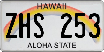 HI license plate ZHS253
