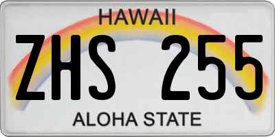 HI license plate ZHS255