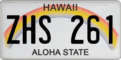 HI license plate ZHS261