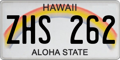 HI license plate ZHS262