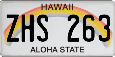 HI license plate ZHS263