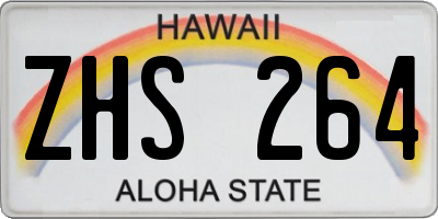 HI license plate ZHS264