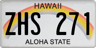 HI license plate ZHS271