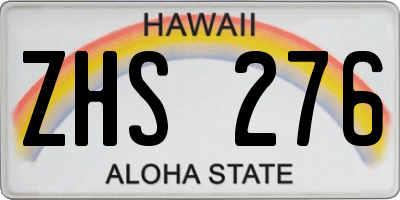 HI license plate ZHS276