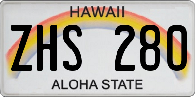 HI license plate ZHS280