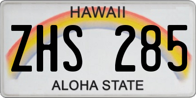 HI license plate ZHS285