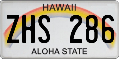 HI license plate ZHS286