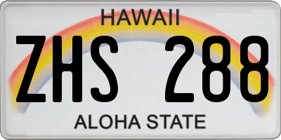 HI license plate ZHS288