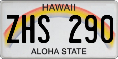 HI license plate ZHS290