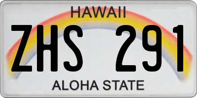 HI license plate ZHS291
