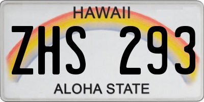 HI license plate ZHS293