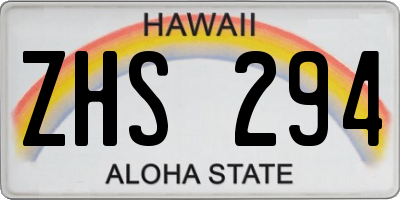 HI license plate ZHS294