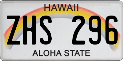 HI license plate ZHS296