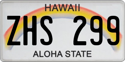 HI license plate ZHS299