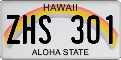 HI license plate ZHS301