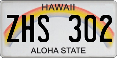 HI license plate ZHS302