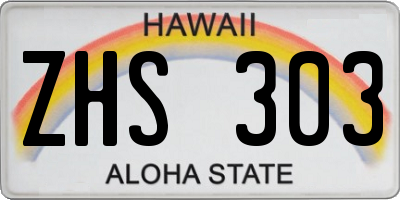 HI license plate ZHS303