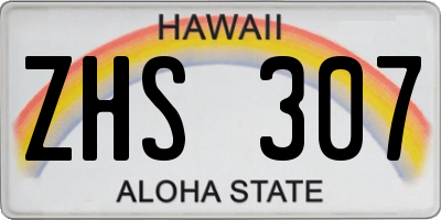 HI license plate ZHS307