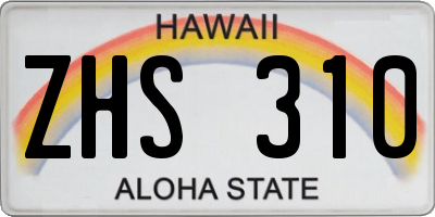 HI license plate ZHS310