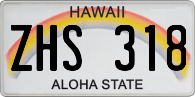 HI license plate ZHS318