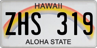 HI license plate ZHS319