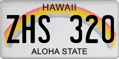 HI license plate ZHS320