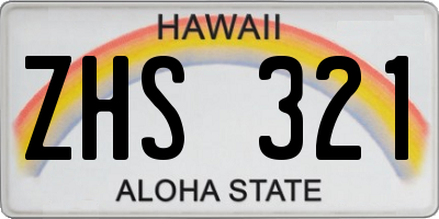 HI license plate ZHS321