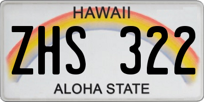 HI license plate ZHS322