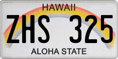 HI license plate ZHS325