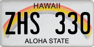 HI license plate ZHS330
