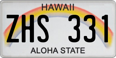 HI license plate ZHS331
